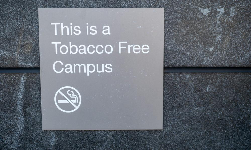 Tobacco free campus sign