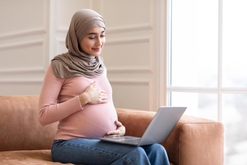 Pregnant lady on laptop