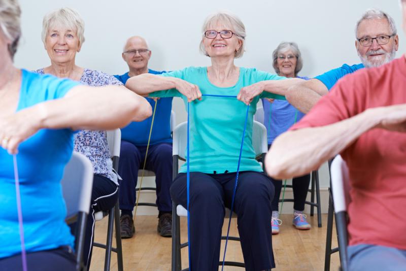 Older people at exercise class