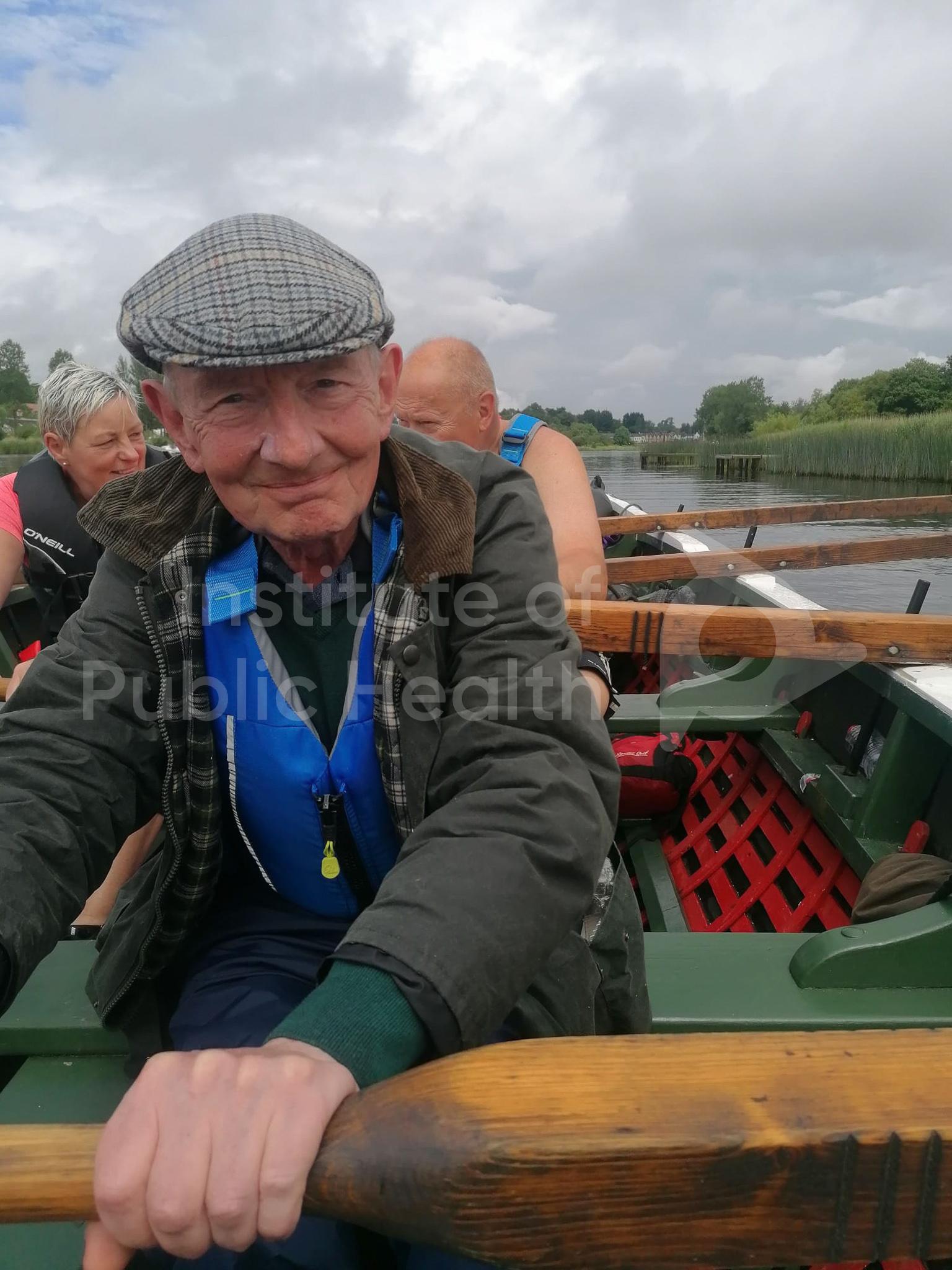 Grandpa Pat rowing the Erne 
